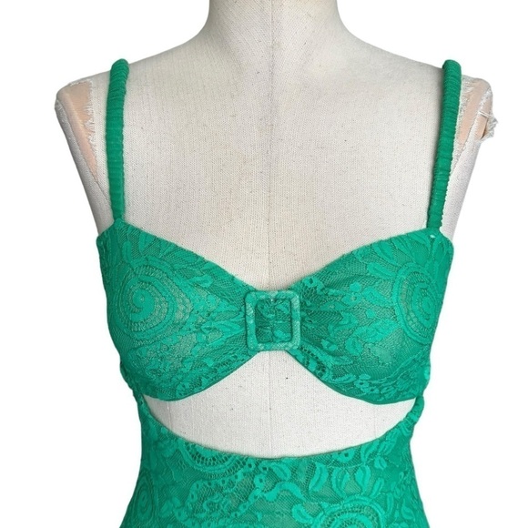 Silvia Astore Isa Lace Cut Out Long Dress Emerald Green IT: 38 XS - Picture 6 of 15